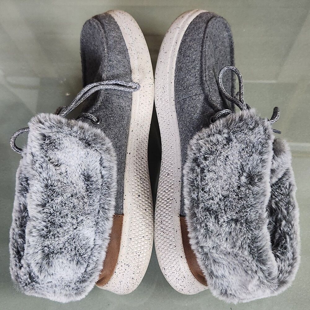 BOBS by Skechers Womens Gray Faux Fur Lined Slippers Shoes Size US 9.5 EU 39.5 - Picture 8 of 12